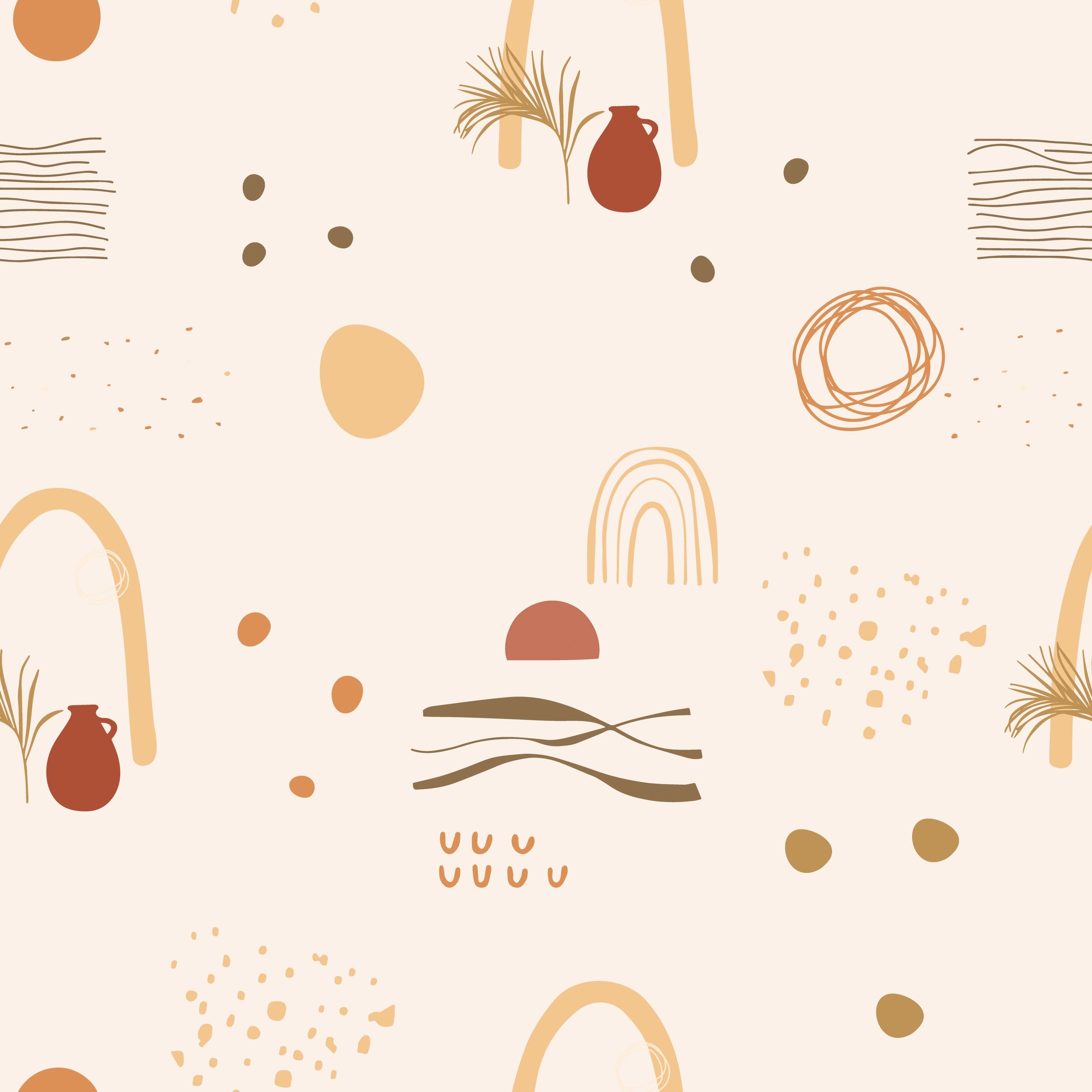 Hand-drawn scribble-style illustration with notebook and desert sun motifs